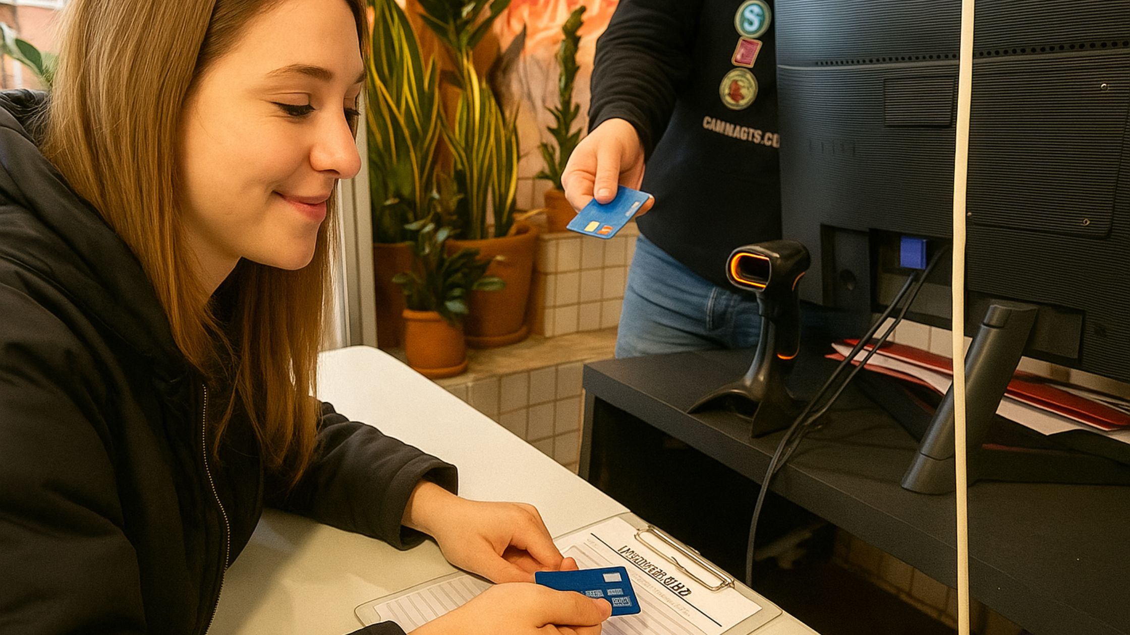 Paying by credit card at a weed club in Madrid