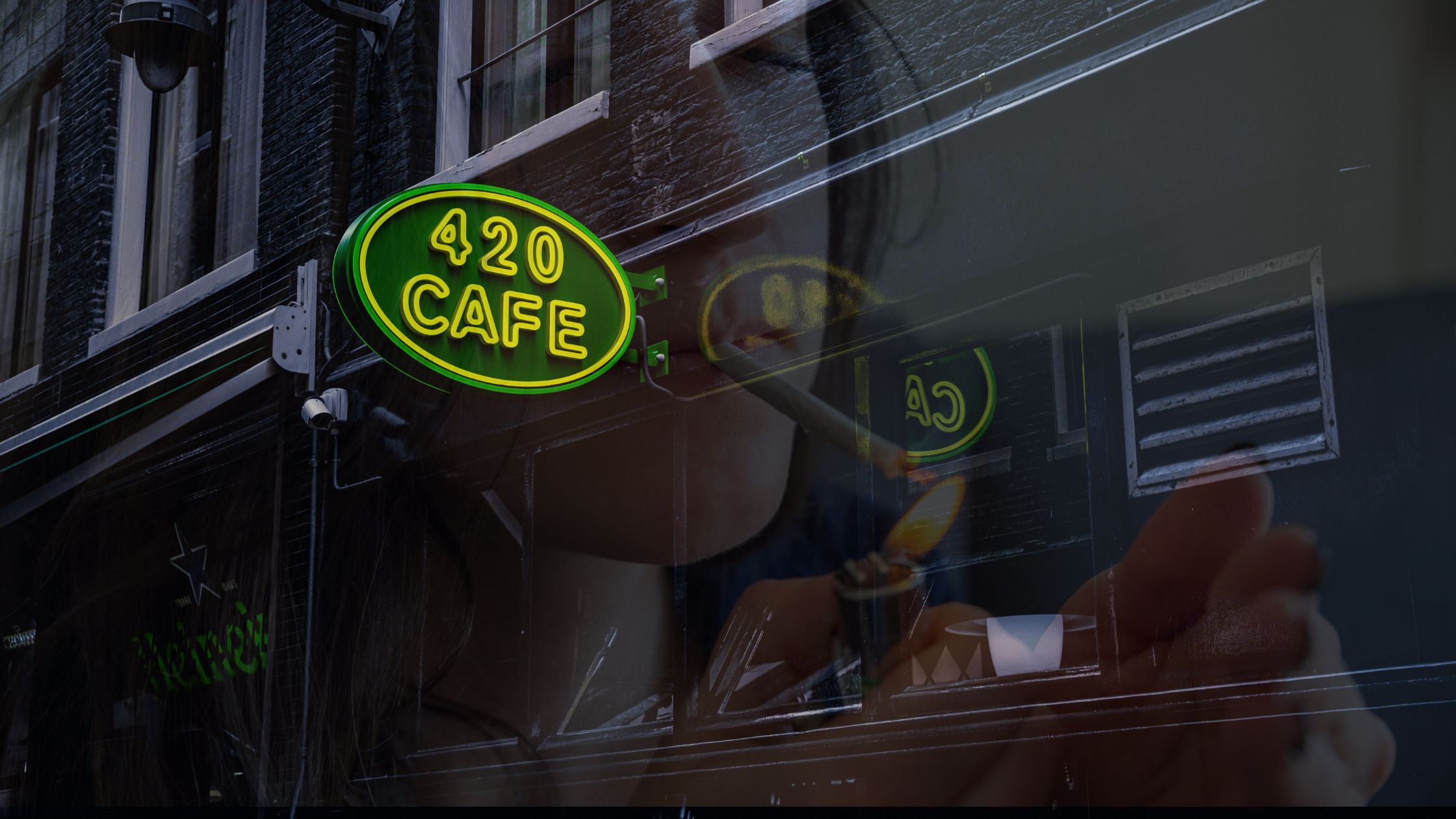 A sign of a 420 cafe in Amsterdam
